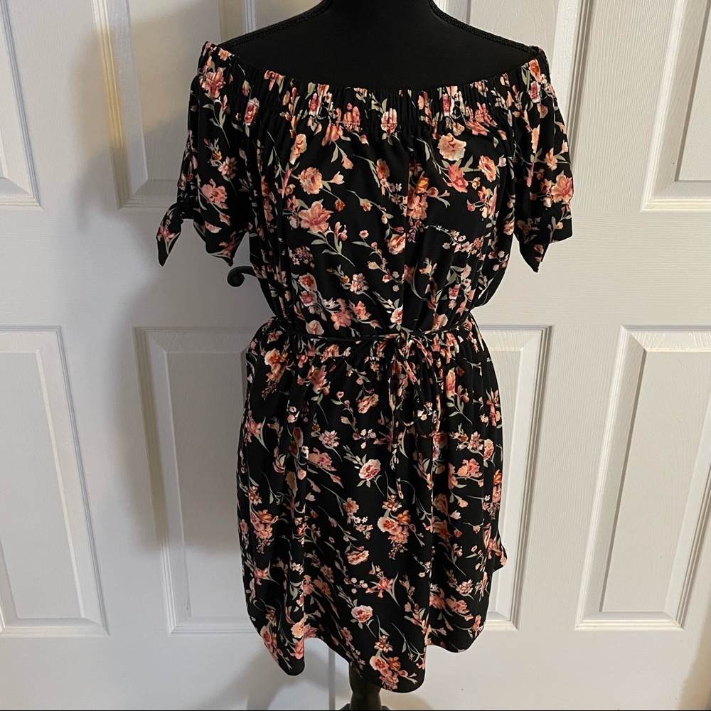 No boundaries black floral off shoulder dress